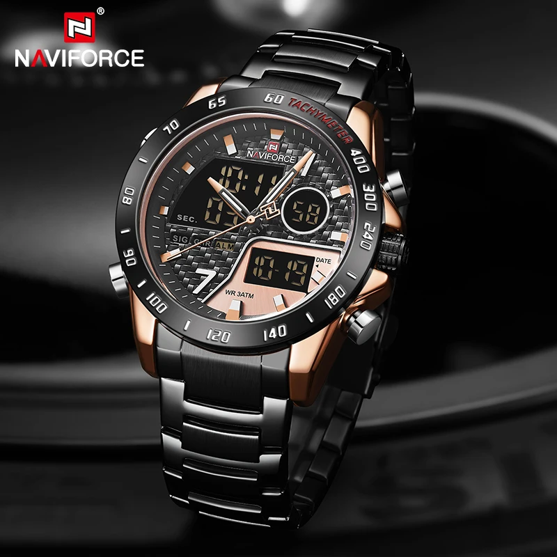 

NAVIFORCE Watch for Male Fashion Business Luminous Waterproof Men's Bracelet Stainless Steel Big Dial Clock Quartz Wristwatches
