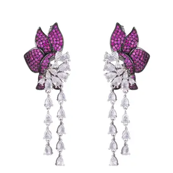 

Fashion luxury flower leaf water drop zircon earrings luxury spot earrings for cross-border manufacturers DZ 4