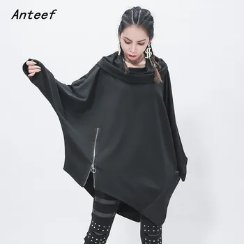 

Batwing long sleeve plus size black cotton women casual loose mini short spring autumn elegant dress clothes 2020 ladies dresses