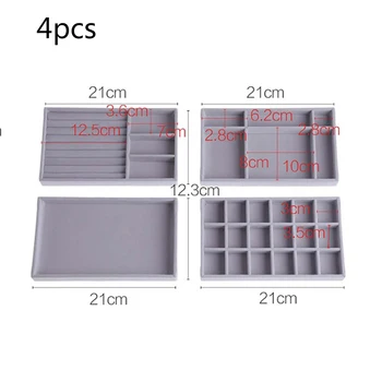 

4PCS Flannel Jewelry Storage Tray Drawer Flannel Tray Sorting Display Rack Drawer Organizer Box Storage Trays Box Office Storag
