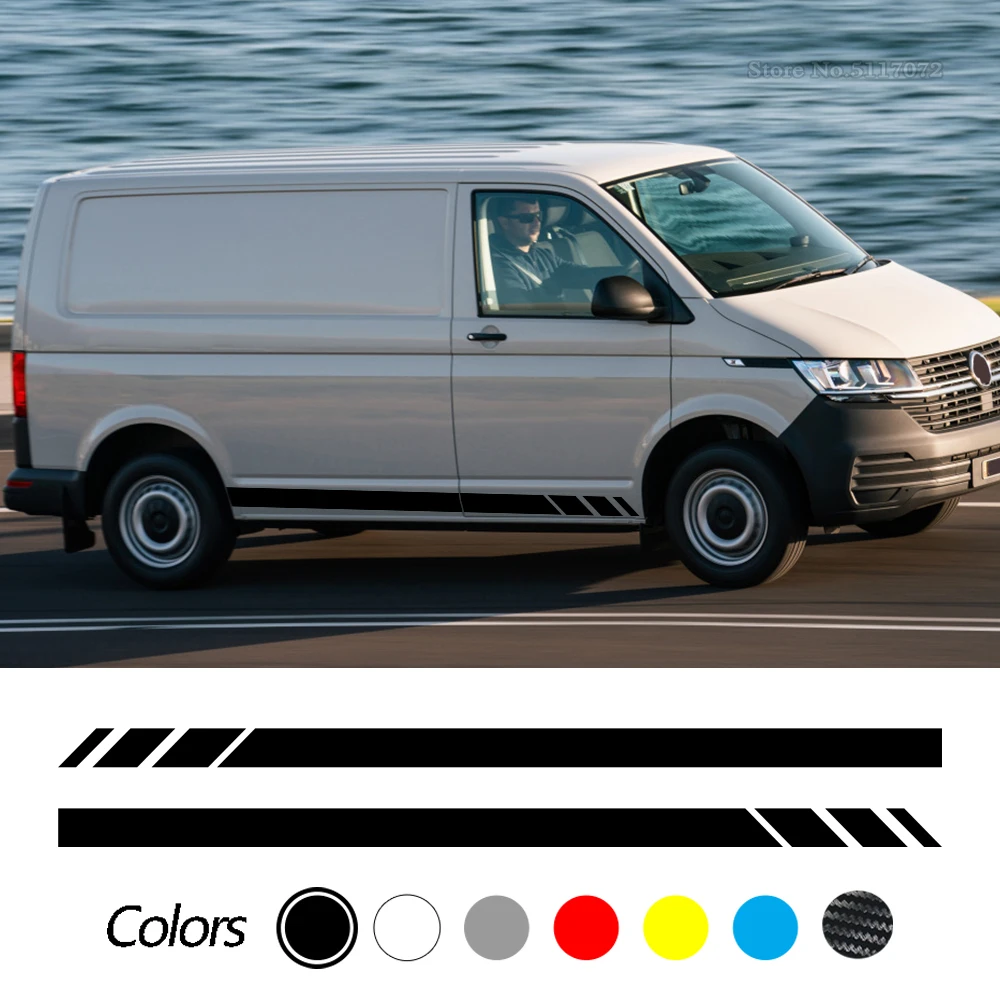 

Car Side Door Stripes Stickers Sport Racing Decals For VW Volkswagen Transporter T4 T5 T6 Campervan Car Accessories 2Pcs