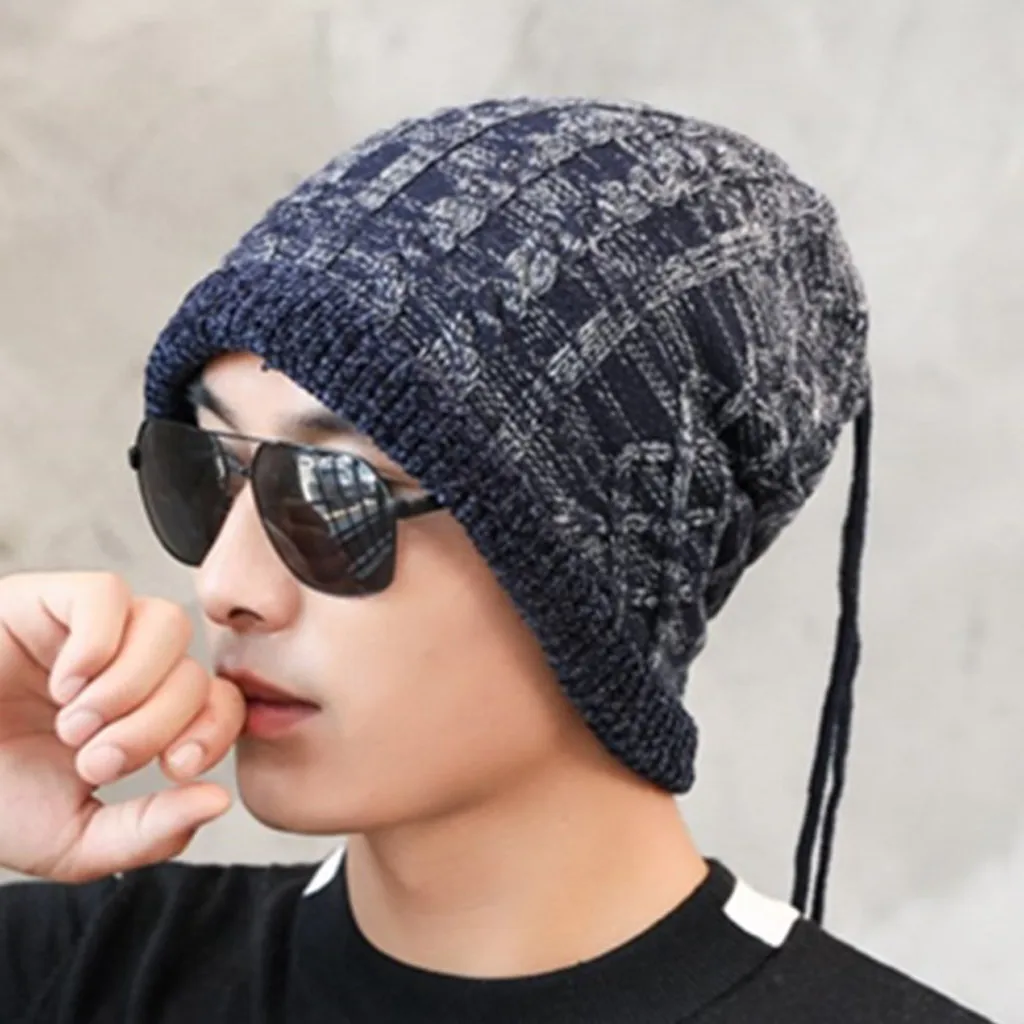 Beanie мужская зимняя шапка бини шапка мужская зимняя шапка для зимне наушники шапка мягкая зимняя Толстая теплая Skullies# E