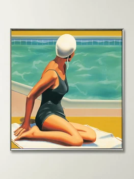 

Woman by The Pool Handmade Oil Painting on Canvas for Living Room Pure Hand-painted Decoration