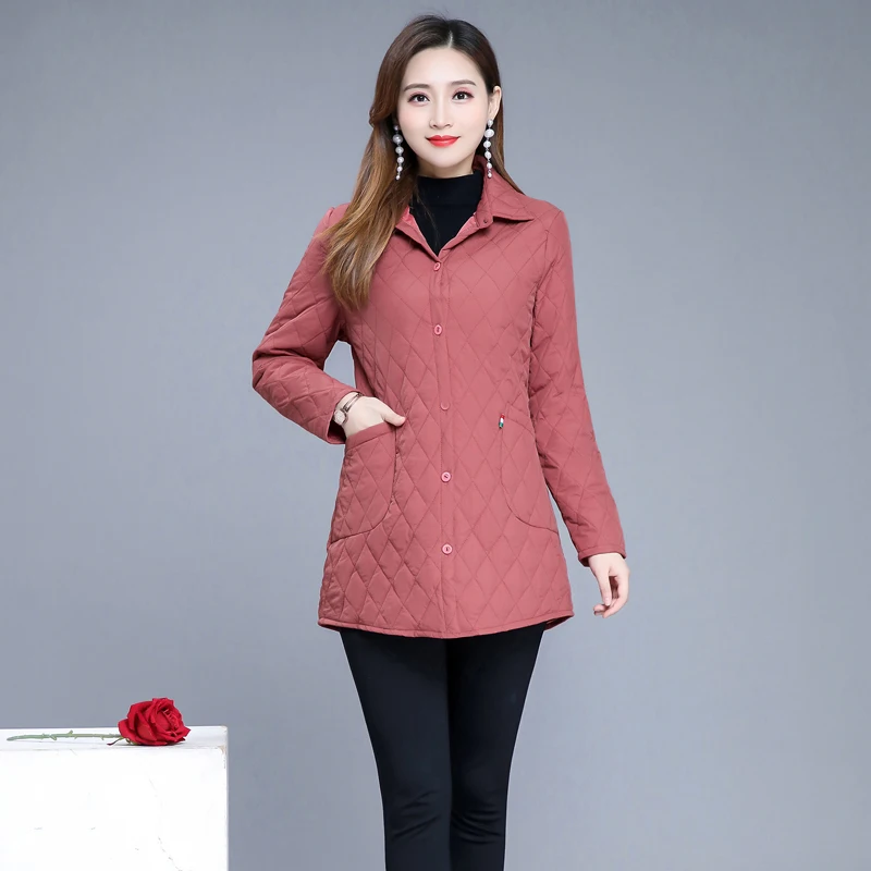 Autumn winter Warm thin quilted jacket Long-sleeved Jacket Parkas new middle age women cotton-padded tops mother Cotton coat 6