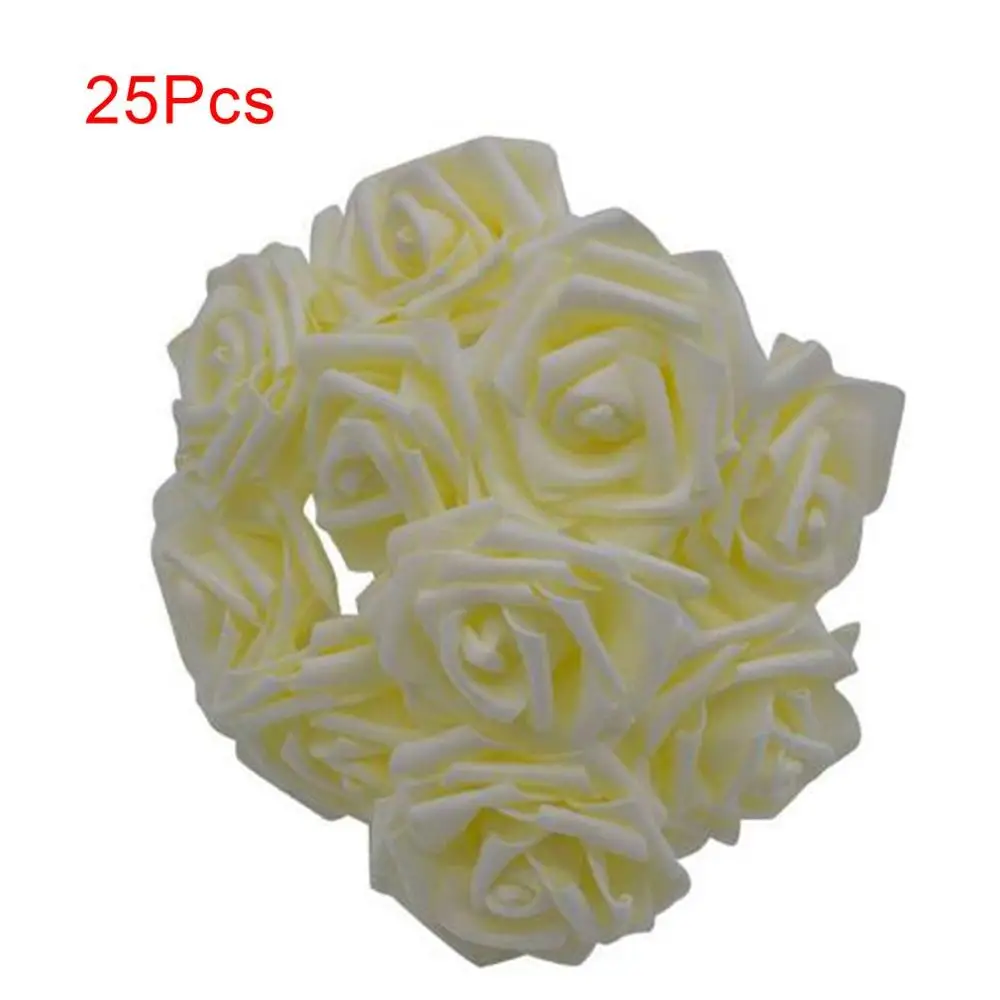 8Cm Large Pe Rose High-Grade Foam Rose Artificial Flower Bride Holding Flowers Accessories Beautiful Gift 25Pcs - Цвет: milk white