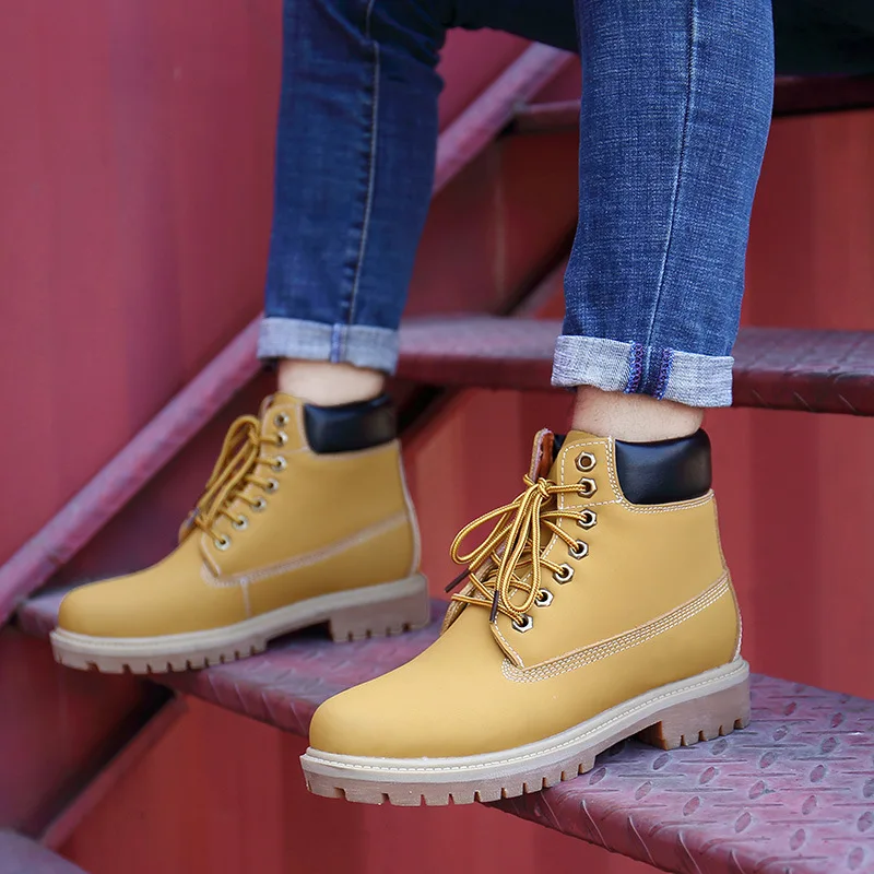 

2020 Spring New Style Men Hight-top Leather Boot Fashion Lace-up Leather Boot Martin Boots COUPLE'S Work Shoes