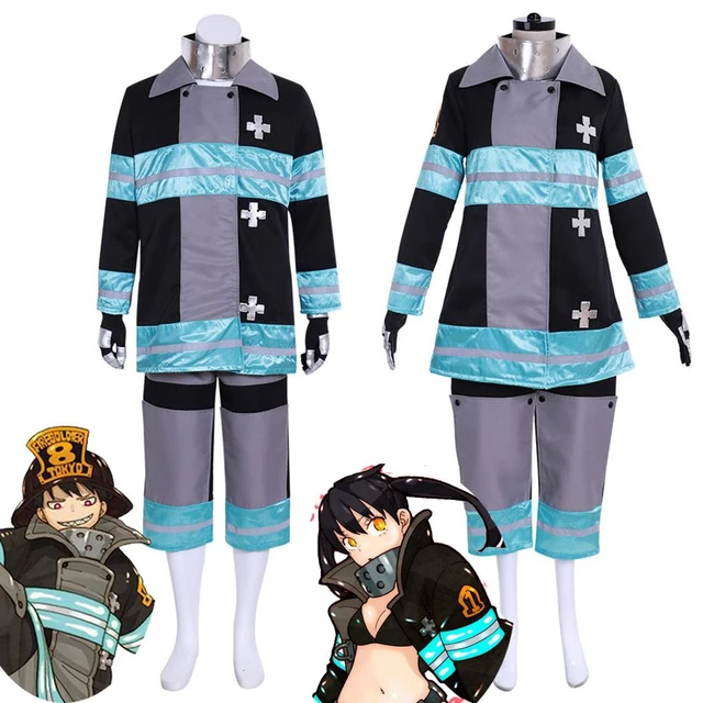 Fire Force Shinra Kusakabe Maki Oze Uniform Outfit Anime Cosplay Costume 