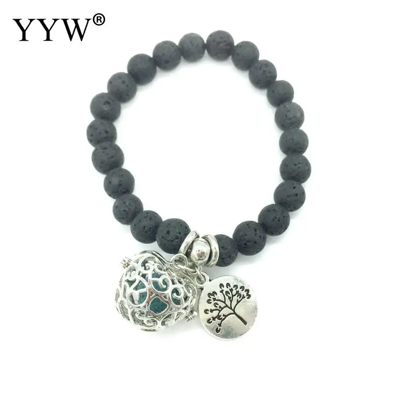 

Black Natural Stone Women Bracelets Multiple Kinds Pendants Musical Note Heart Moon Feather Leaf Elastic Chain Wristband Femme