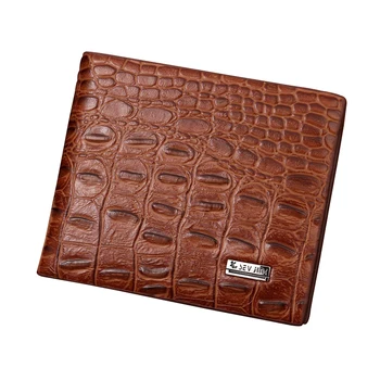 

Fashion PU Leather Brown Wallet Men Short Bifold Credit Card Holder Wallets Bag With Cash Pocket Crocodile Pattern Purse For Man