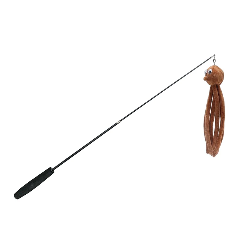 1PC Pet Cat Elastic Stick Feather Toys Retractable Cat Teaser Wand With Cute Plush Toys Kitten Funny Playing Interactive Toys