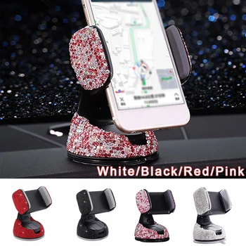 

Car Rhinestones Decor Phone Navigation Stand Holder Suction Cup Multifunctional Car Phone Holder With Diamonds Decoration