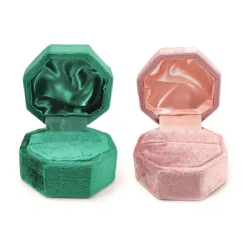 

vAntique Octagon Velvet Ring Box Single Ring Display Holder with Lid Ring Box Holder for Jewelry for Wedding Ceremony