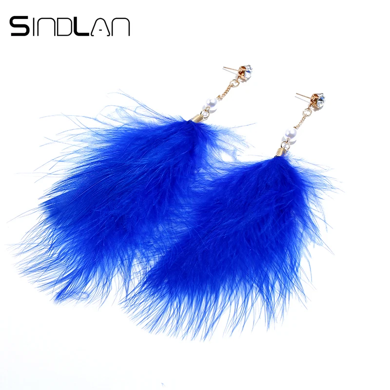 

Sindlan Exaggerated Big Feather Dangle Earrings for Women Dance Party Club Sexy Earrings Long Boho Fashion Brincos Jewelry