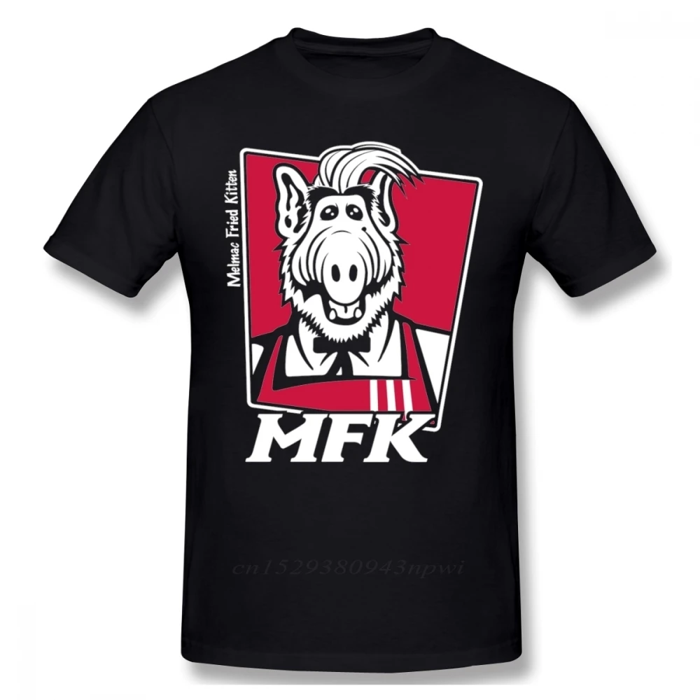 Funny Melmac Fried Kitten Alf Tee Shirt Harajuku Unisex Cartoon Graphic Print T 100% Cotton Plus Size T-Shirt | Мужская одежда