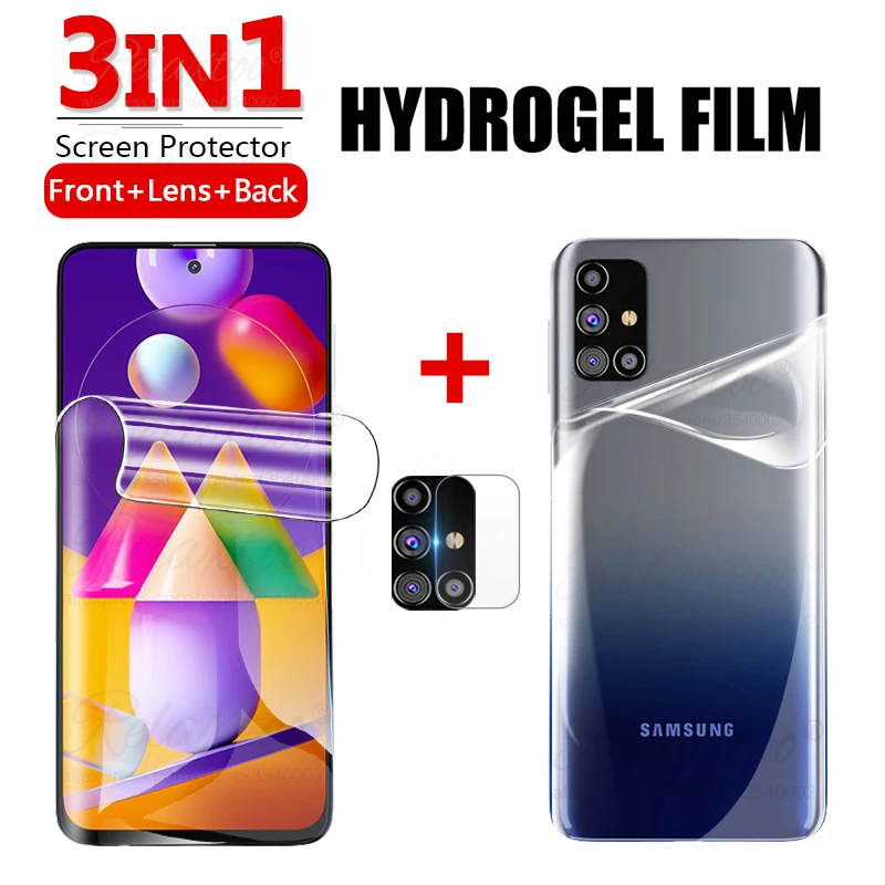 mobile phone screen protector 3 in 1 Hydrogel Film For Samsung Galaxy M31s Back Screen Protector Camera Lens for samsung M11 M21 A11 A21s A31 A41 m 31s m317f iphone screen protector Screen Protectors