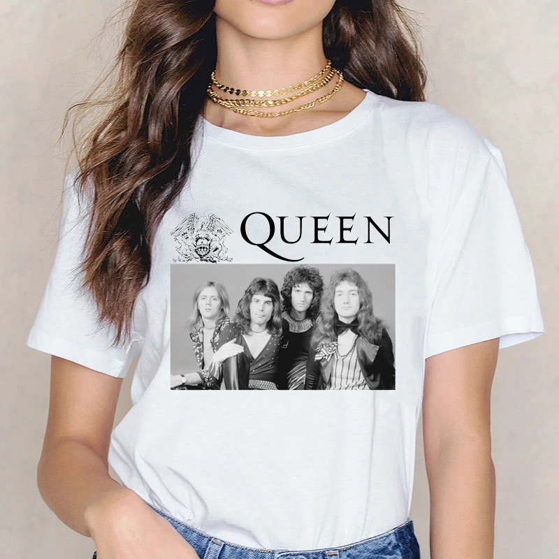Женская Винтажная футболка в стиле хип-хоп с принтом группы queen | одежда