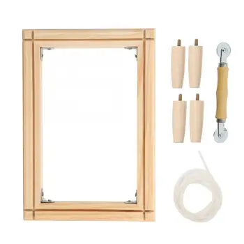 

Embroidery Frame Set Pine Wood DIY Art Craft Sewing Supplies with 4Pcs Table Legs Foot Case Supplies Plastic Clip Hemming Sewing