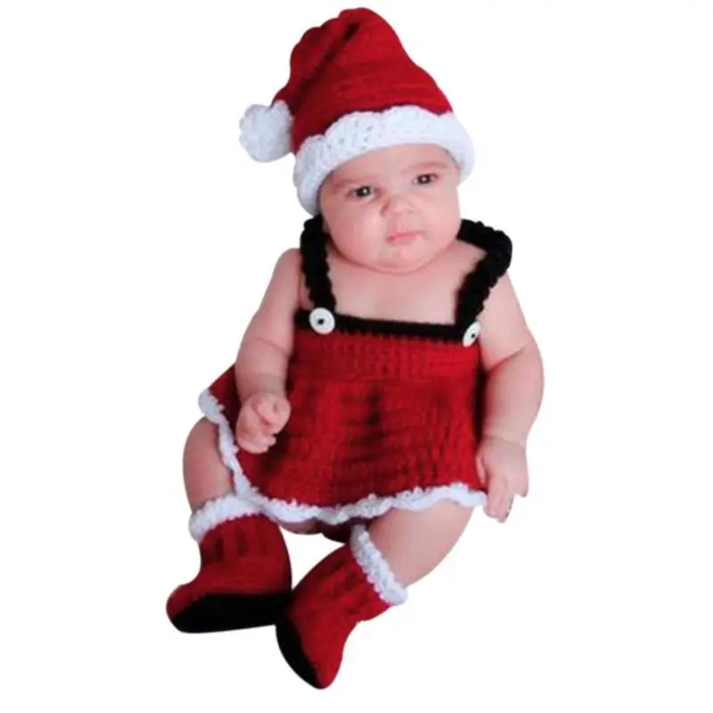 Детские Рождественские шапки; красивый удобный и мягкий комплект одежды; вязаные штаны/юбка; обувь для фотосессии; Популярная Корейская одежда - Цвет: Red B