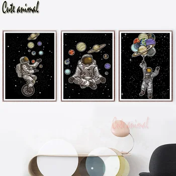 

Diamond Round Stones 5d Diamond Painting Space Man Planet Astronaut Diamond Embroidery Rhinestone 3 pcs/set Diamond Mosaic icons