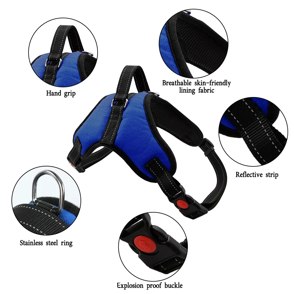 Durable Reflective Pet Dog Harness For Dogs Adjustable Big Dog Harness Pet Walking Harness For Small Medium Large Dogs Pitbull