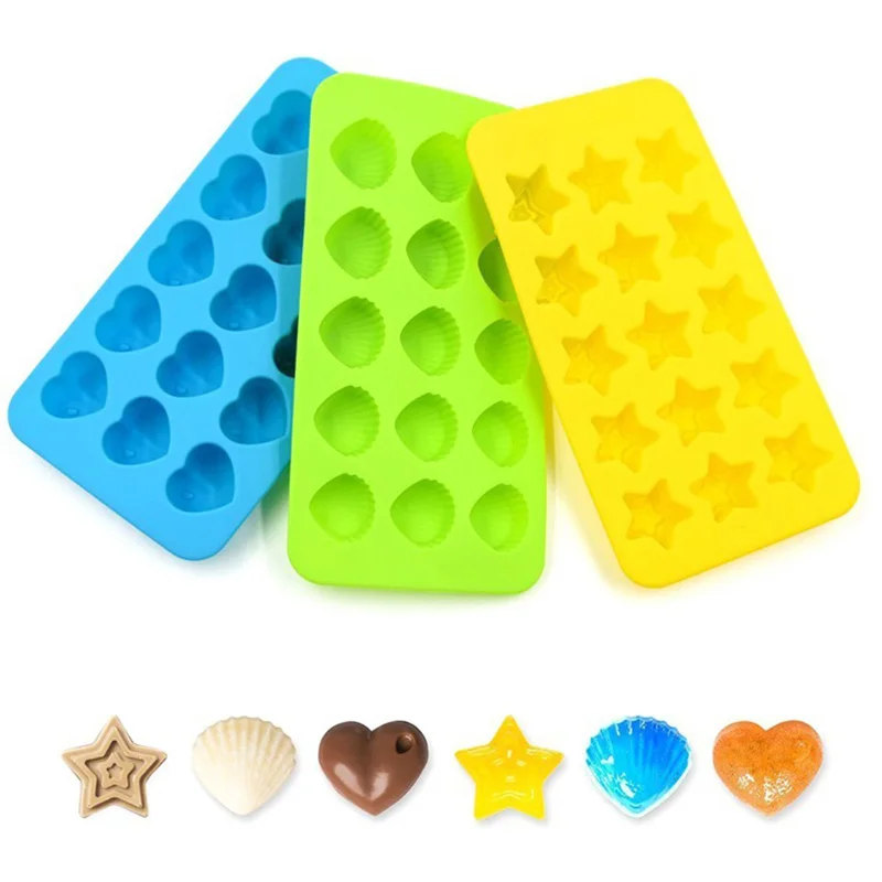 

Star Shell Heart Shaped Silicone Mold 3-piece Reusable Silicone Mold Food Grade, Ice tray, Used for Chocolate, Cupcake
