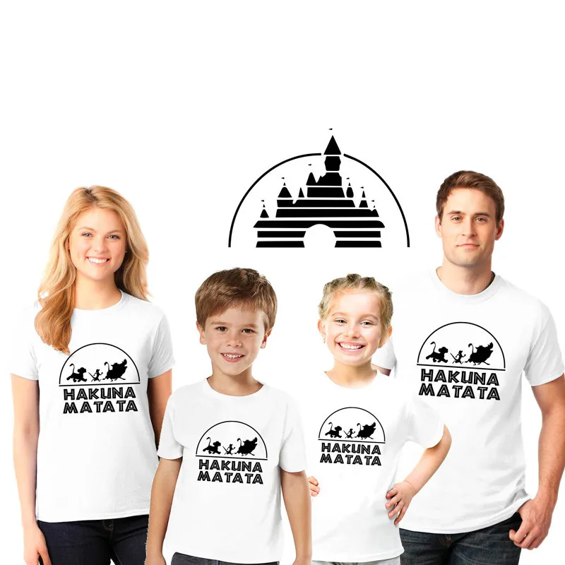 

Plus Size Hakuna Matata T Shirt Funny Cartoon Family Matching T Shirts Mother and Dougther T-shirt Ulzzang Harajuku Tops