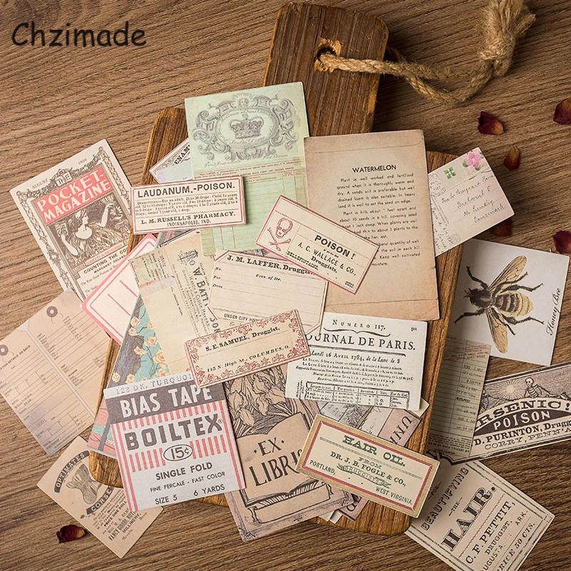 Chzimade Vintage Bee European Paper Stickers Junk Journal Scrapbooking Stickers Office School Stationery Paper Crafts