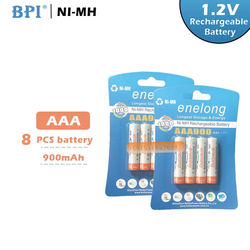 

8pcs/lot Original AAA 1.2V 900mAh For BPI enelong rechargeable AAA Ni-MH battery