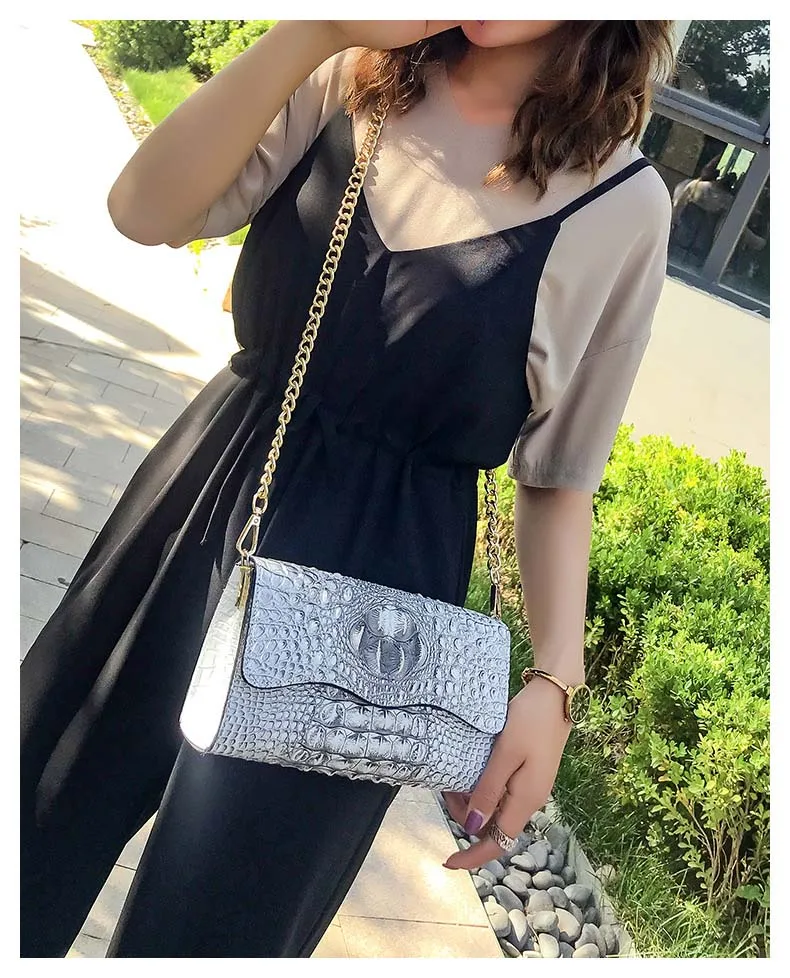 Black Leather Vintage Crocodile Luxury Handbags Women Bags Designer Chain Messenger Bag Female Small Red PU Crossbody Clutch Bag (15)