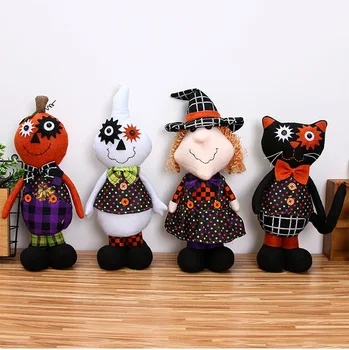 

4 Pcs/lot Halloween Decoration Standing Halloween Doll White Ghost / Witch / Black Cat / Pumpkin Toys Party Decoration