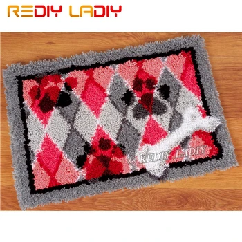 

Latch Hook Rug Kits Make Your Own Rug Paw with Bone Crocheting Cushion DIY Carpet Rug Acrylic Yarn Printed Canvas Hobby & Crafts