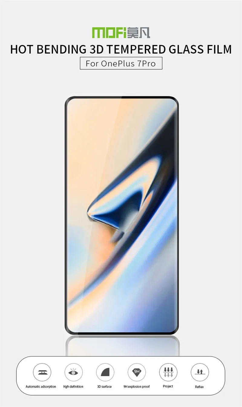 MOFi для OnePlus 7 Pro закаленное стекло 3D полное покрытие Защита экрана для OnePlus 7 профессиональная защитная пленка для OnePlus 7T Pro