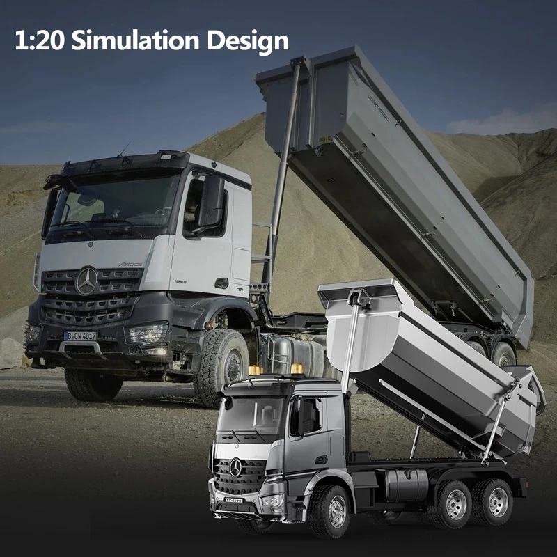 1:20 Large Simulation Scratch RC Dump Truck Remote Control Alloy Material 16CH 30KG Load Oped Door Remote Control Truck 3