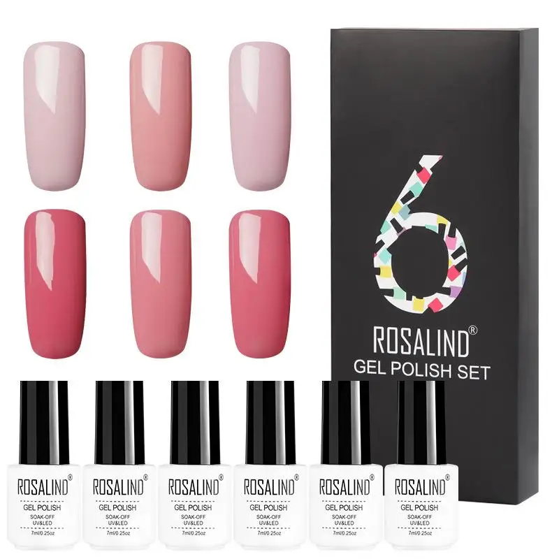 Rosalind Lote Cor Sólida Série Gel 12 Cores Polonês Kit uv Led 6 Pçs - 2 Rosalind 6 pçs lote cor sólida série