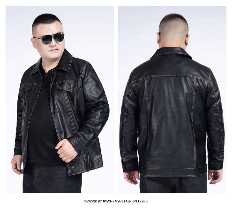 10XL 8XL 6XL Мужская куртка осень зима отложной воротник молния искусственная кожа мотоциклетная куртка короткое пальто ветрозащитная теплая куртка