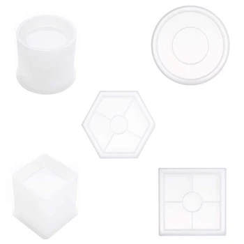 

Resin Molds Silicone Coaster Kit, 5Pcs Resin Silicone Molds Kits for DIY Flower Pot Wine Resin Coaster Pot Candle Holder