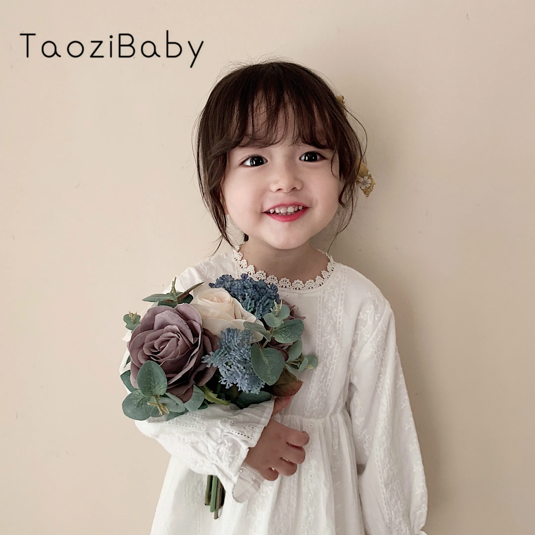 

Girls'dresses Children's Long Sleeve Girls'princess Autumn Dresses Kids Designer Party Dresses For baby Girls White Dress