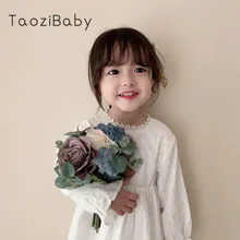 Платья для девочек; детские осенние платья принцессы с длинными рукавами для девочек; Детские дизайнерские праздничные платья для маленьких девочек; белое платье