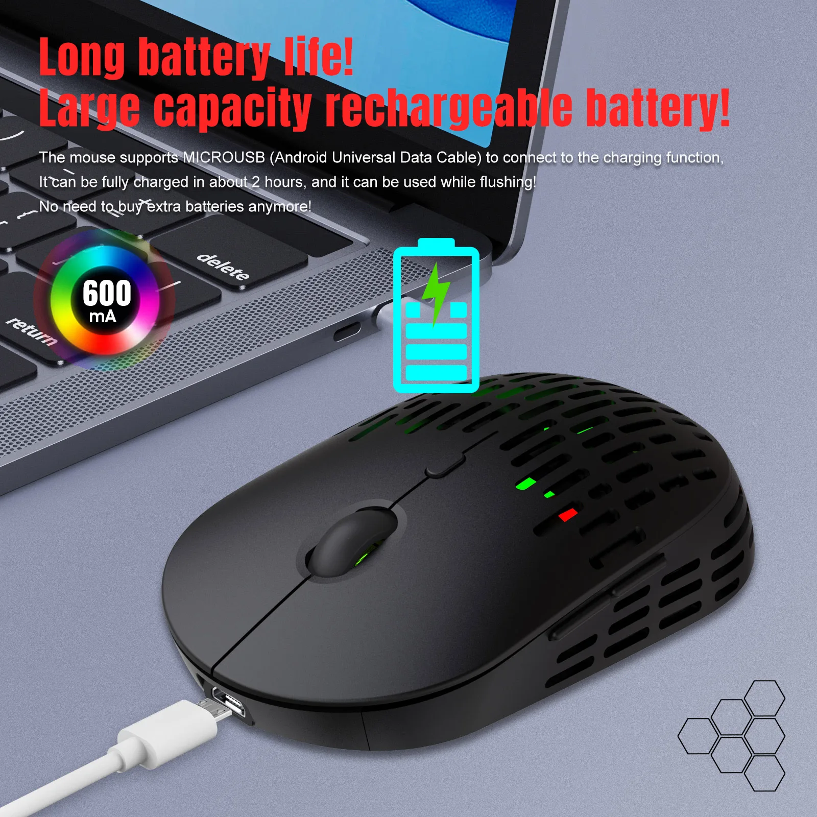 silent computer mouse Laptop Computer Ergonomic Mice Silent Laptop Desktop Professional Computer Mouse USB Rechargeable Mice with Hollow Out Shell pc mouse