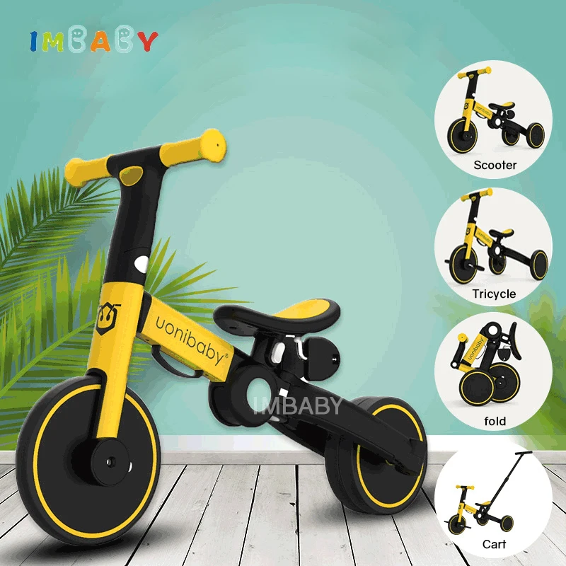 

IMBABY Baby Tricycle 4 In 1 Foldable Baby Stroller Balance Bike Kick Scooter Children Portable Children's Stroller Walking Car