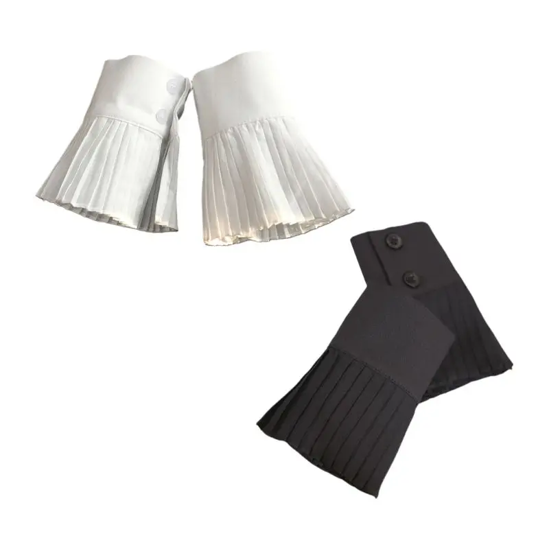 

Korean Retro Wrinkled Pleated Flare Sleeve False Cuffs Solid Color Sweater Decorative Detachable Clothing Accessory