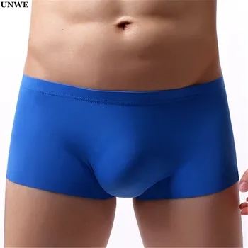 

UNWE Feel Free Seamless Boxer Men Underwear Thin Transparent Underwear Ice Silk U Convex Male Underwears Cueca Boxers S-XL