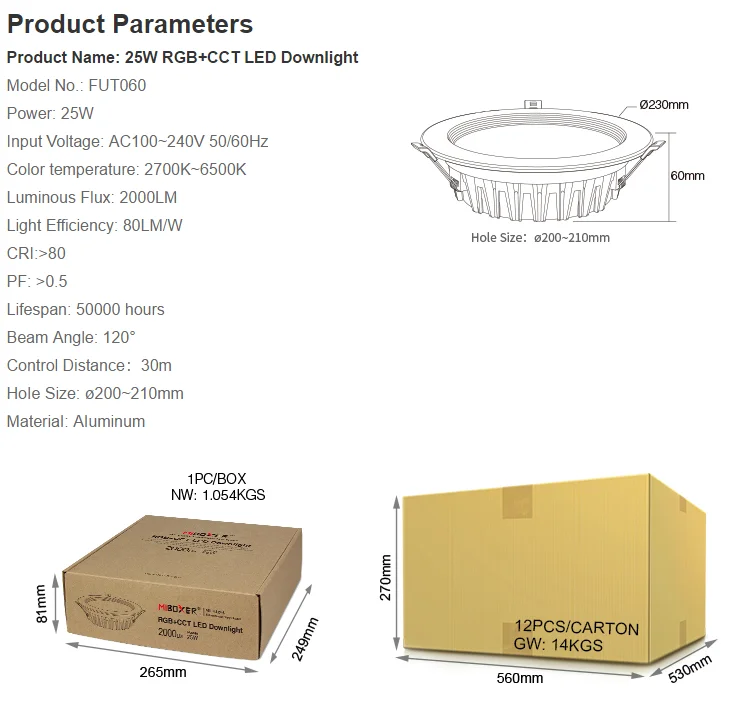 MiBoxer 6W 9W 12W 15W 18W 25W RGB+CCT LED Downlight Ceiling Spotlight FUT060 061 062 FUT063 FUT064 FUT065 FUT066 FUT068 FUT069 down lights led