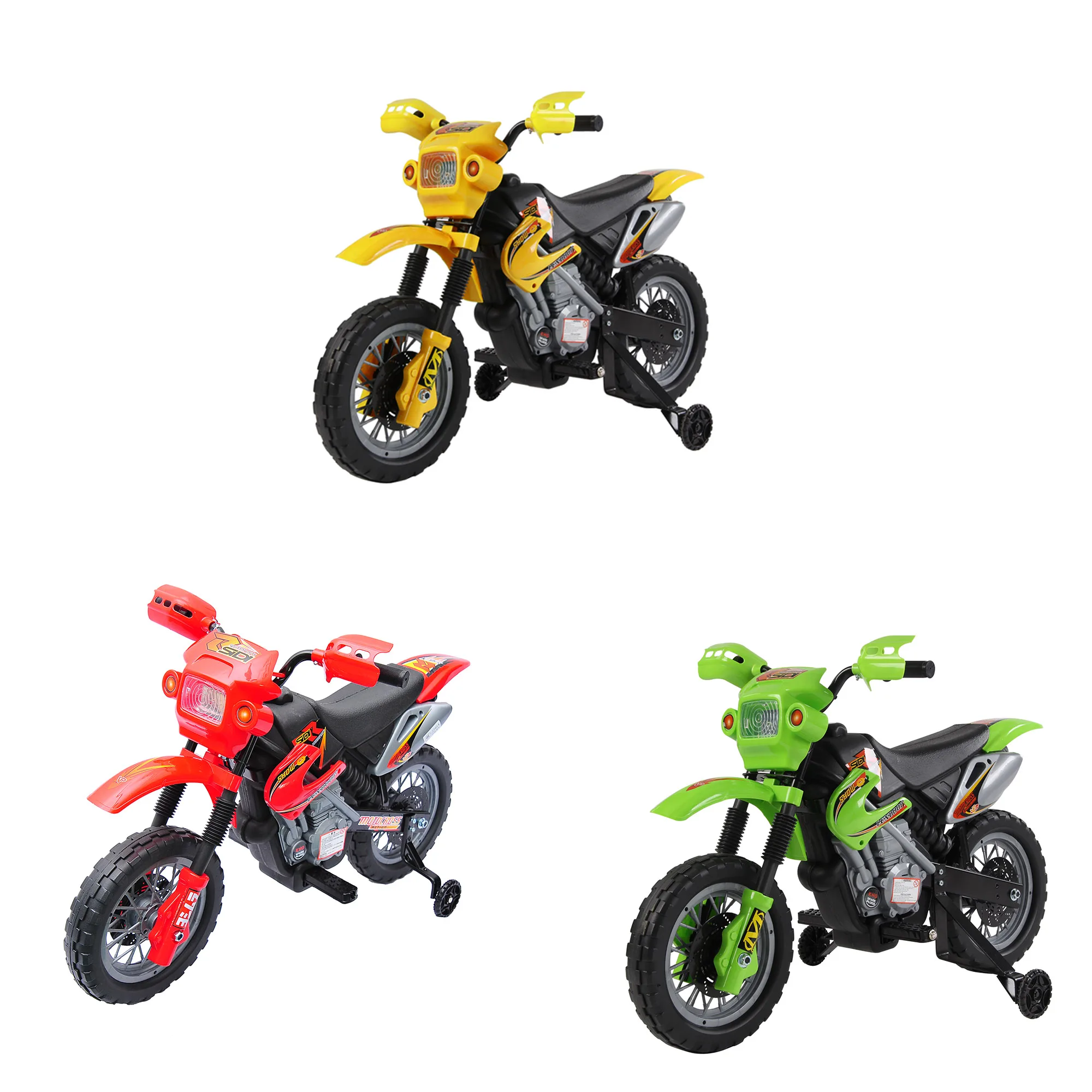 HOMCOM Moto Electrica Infantil Bateria 6V Recargable Niños 3+ Años Cargador y Ruedas Apoyo Color