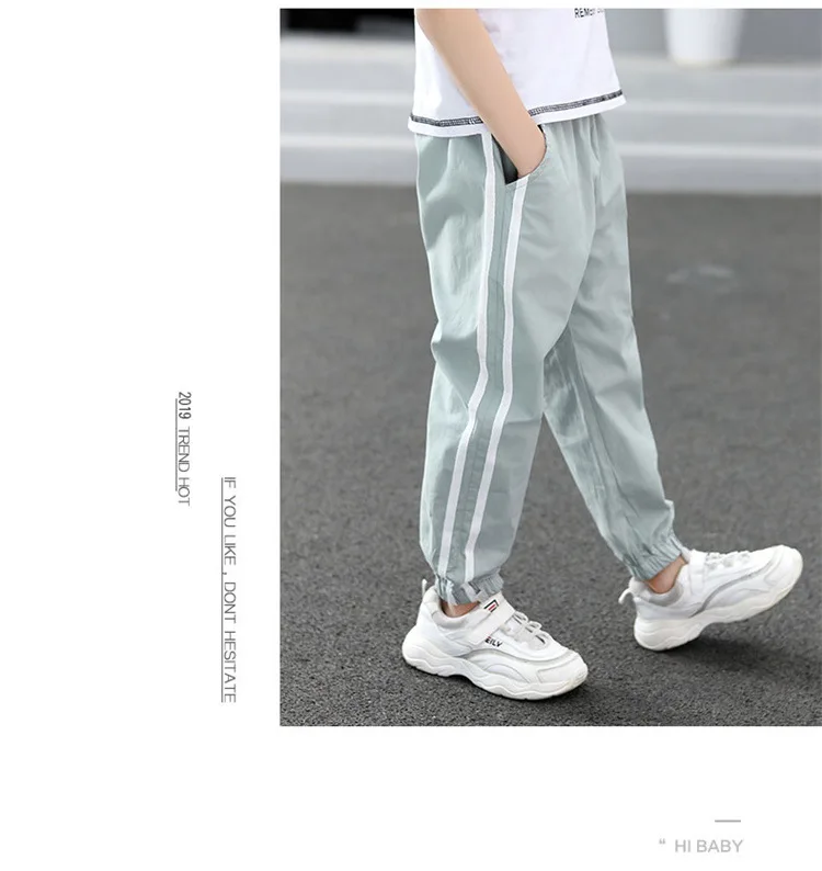 Summer New Style Athletic Stripes Casual Pants Children Loose-Fit Athletic Pants