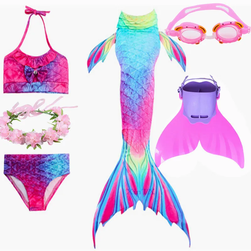

NEW! Kids Children Mermaid Tails With Monofin Swimsuit Girls Costumes Swimmable Swimsuit with Bikini Flipper