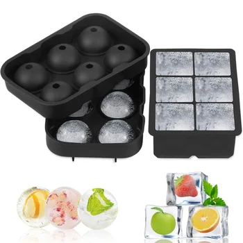 

Black 6 Big Ice Tray Mold Giant Jumbo Large Silicone Ice Cube Square Tray Mold DIY Ice Maker ice cube tray Kitchen Tools