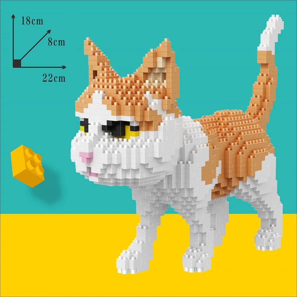 Building Blocks Stretching Cat Pet Diamond Micro Bricks DIY Toys Gifts 1390 PCS