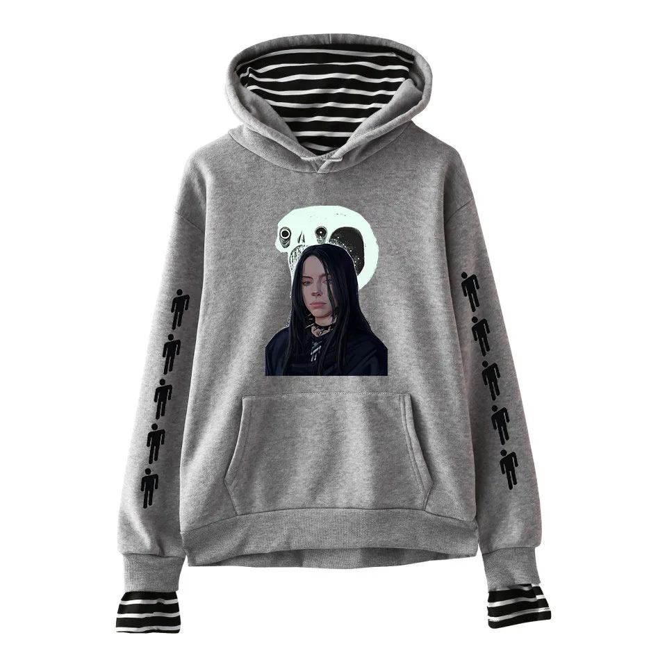 Billie Eilish худи с принтом унисекс, толстовки с длинными рукавами, пуловеры, модные толстовки с капюшоном, топы в стиле хип-хоп, полосатая уличная одежда