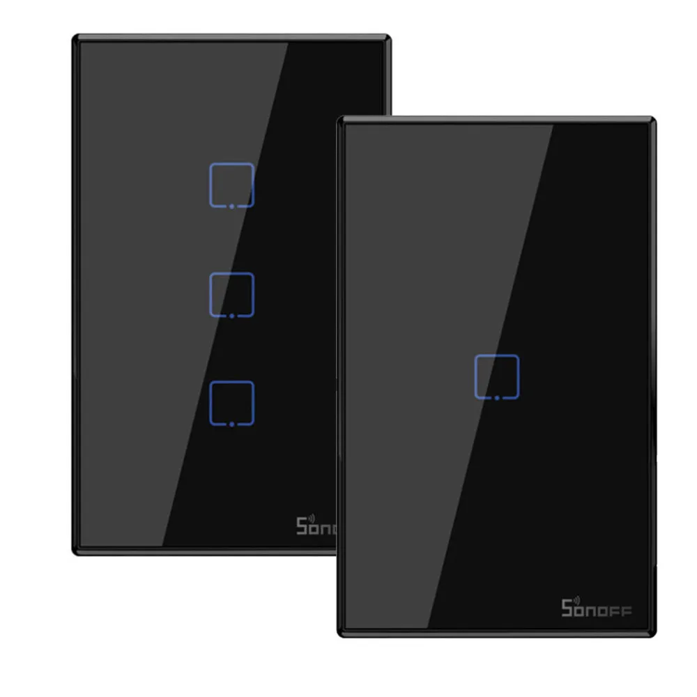 Itead Sonoff T3US 120 Размеры 1/2/3 TX 433 МГц RF удаленным управлением переключатель Wi-Fi с границы работает с Alexa Google Home